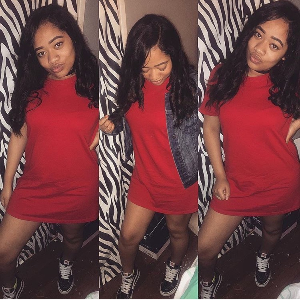 Red shirt dress